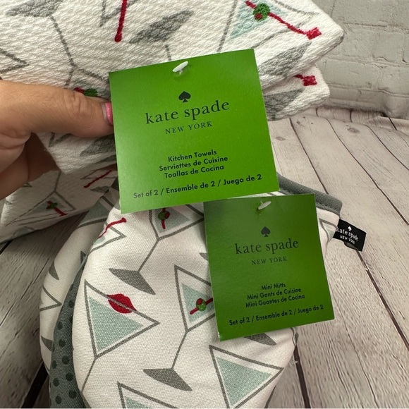 NWT Kate Spade Martini Print Towels & mini mitts set city traditional - Picture 2 of 7